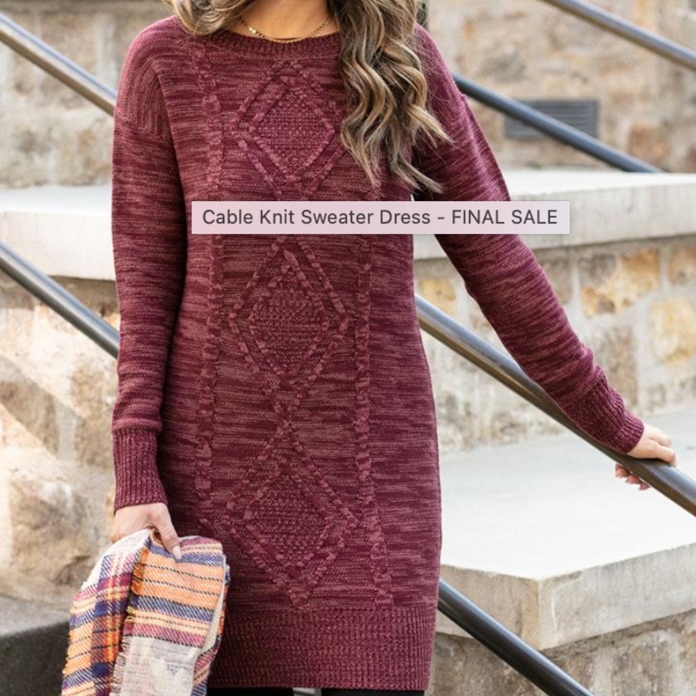 Grace & Lace Cable Knit Sweater Dress